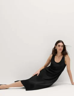 Built Up Satin Midi Column Dress