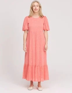 Burnout Jersey Midi Tiered Dress