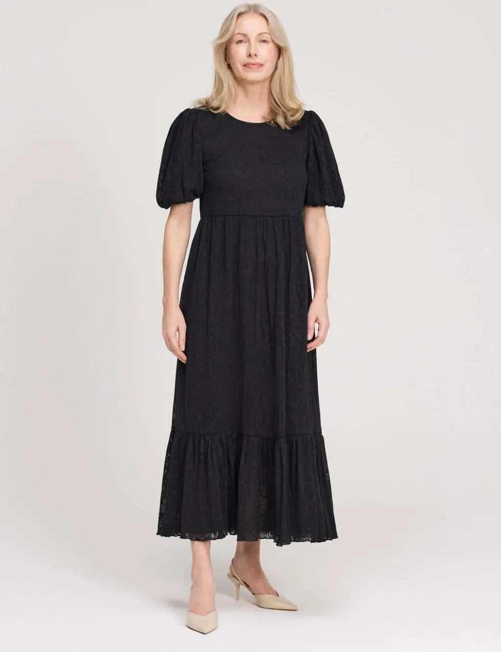 Burnout Jersey Midi Tiered Dress