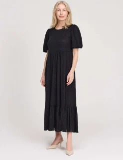 Burnout Jersey Midi Tiered Dress