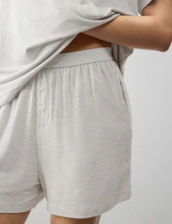 Button Fly Detail Pyjama Shorts