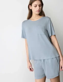 Button Fly Detail Pyjama Shorts