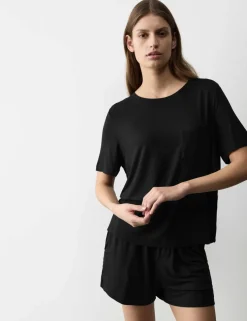 Button Fly Detail Pyjama Shorts