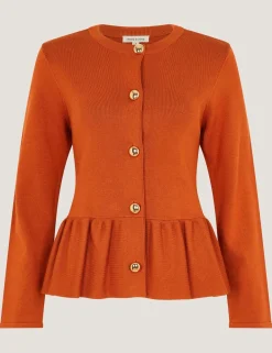 Button Front Longline Peplum Cardigan
