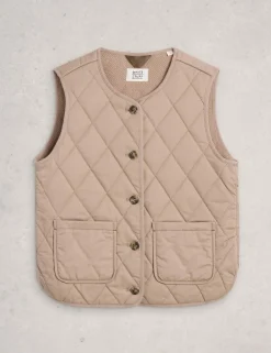 Button Front Quilted Gilet