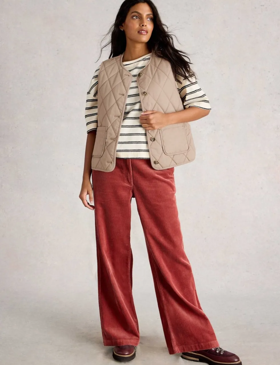 Button Front Quilted Gilet