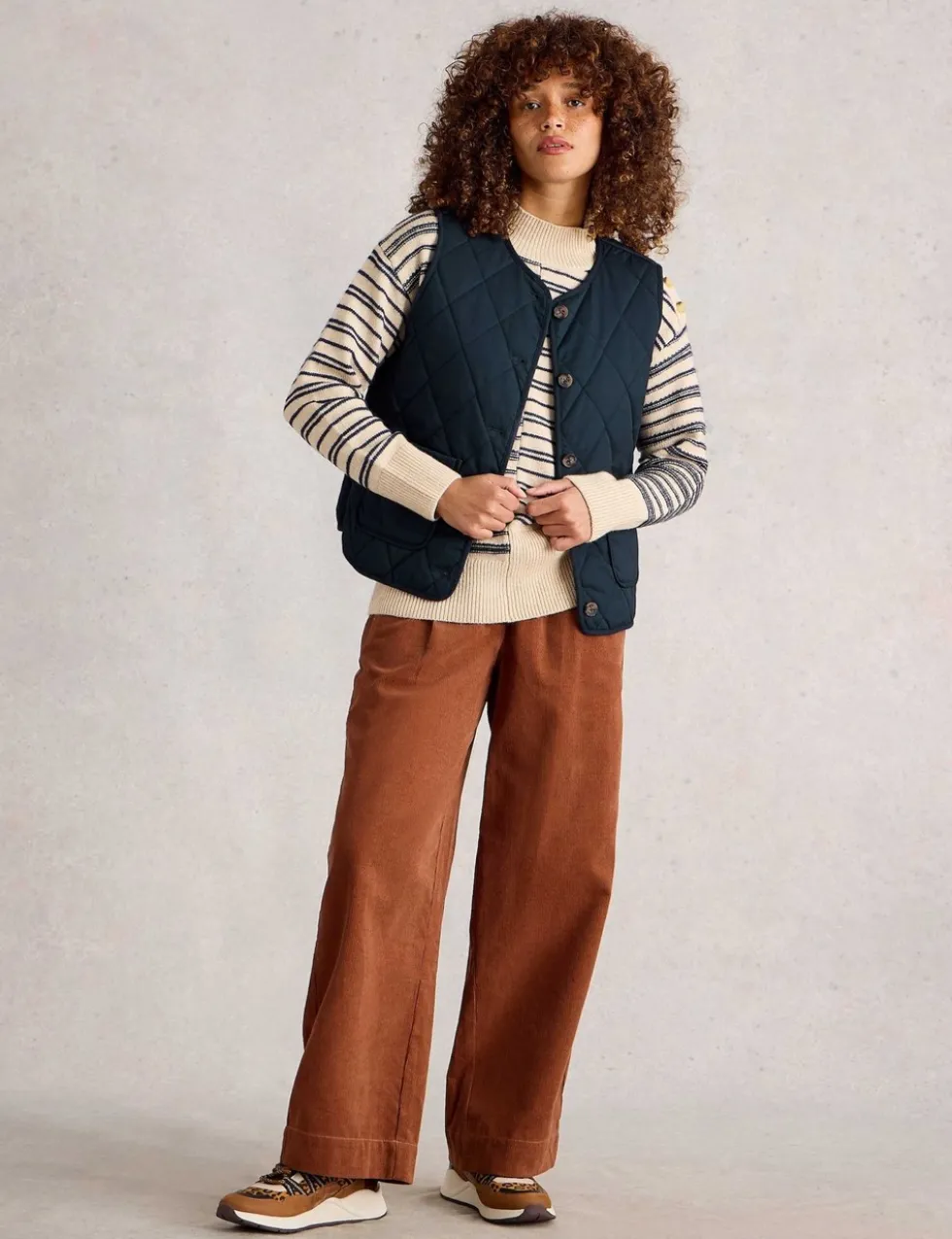 Button Front Quilted Gilet