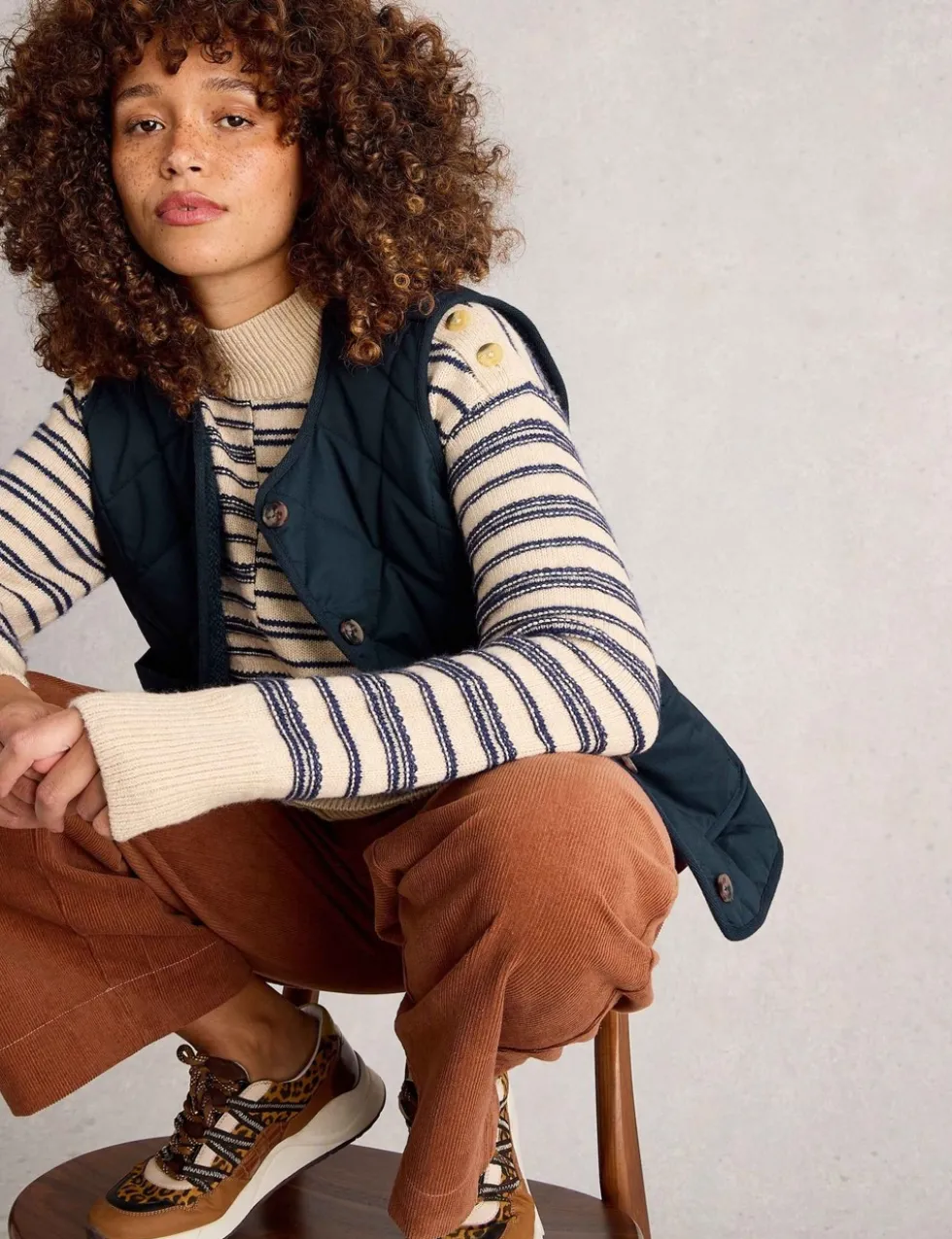 Button Front Quilted Gilet