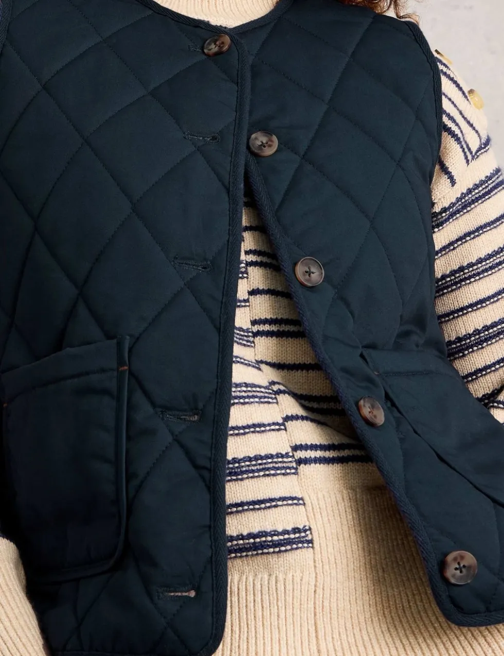 Button Front Quilted Gilet