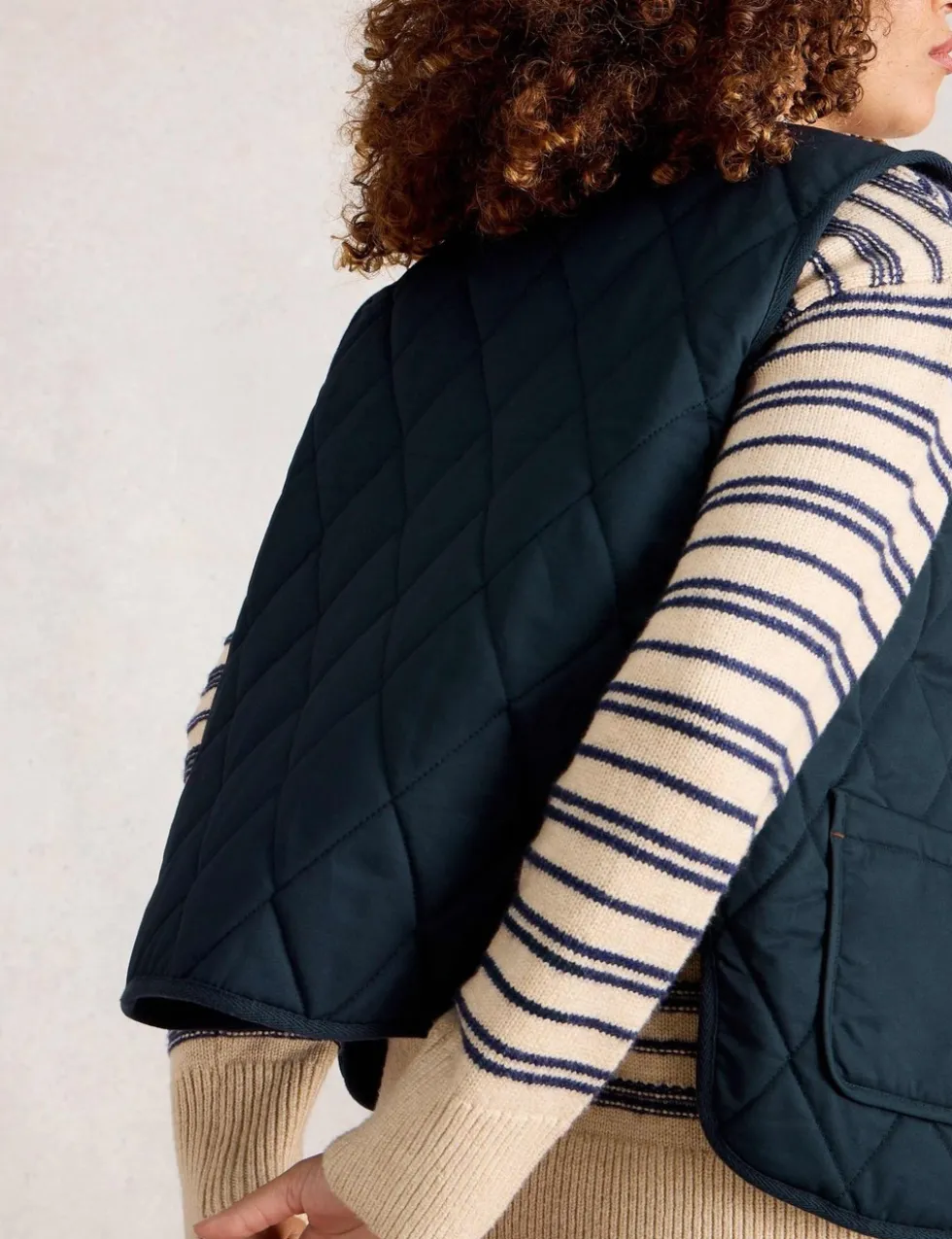 Button Front Quilted Gilet