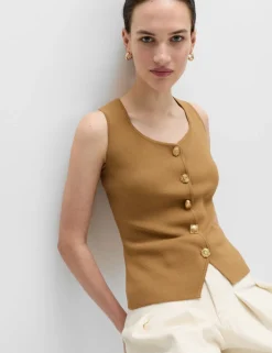 Button Front Slim Fit Knitted Waistcoat