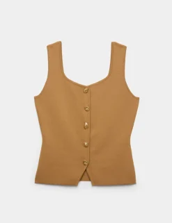 Button Front Slim Fit Knitted Waistcoat
