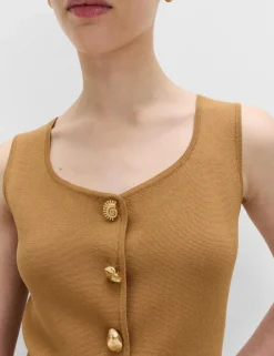 Button Front Slim Fit Knitted Waistcoat