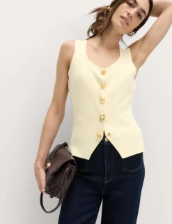 Button Front Slim Fit Knitted Waistcoat