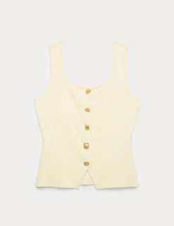 Button Front Slim Fit Knitted Waistcoat