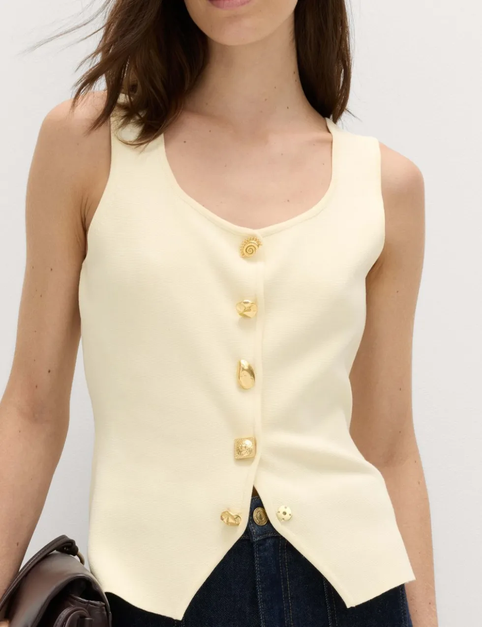 Button Front Slim Fit Knitted Waistcoat