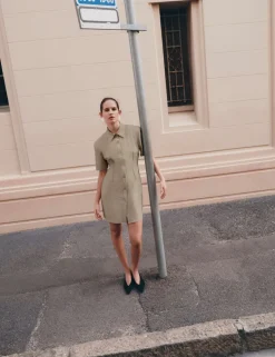Button Through Mini Shirt Dress