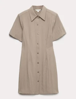 Button Through Mini Shirt Dress