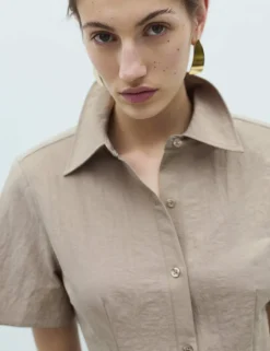 Button Through Mini Shirt Dress