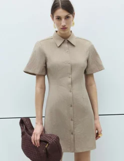 Button Through Mini Shirt Dress
