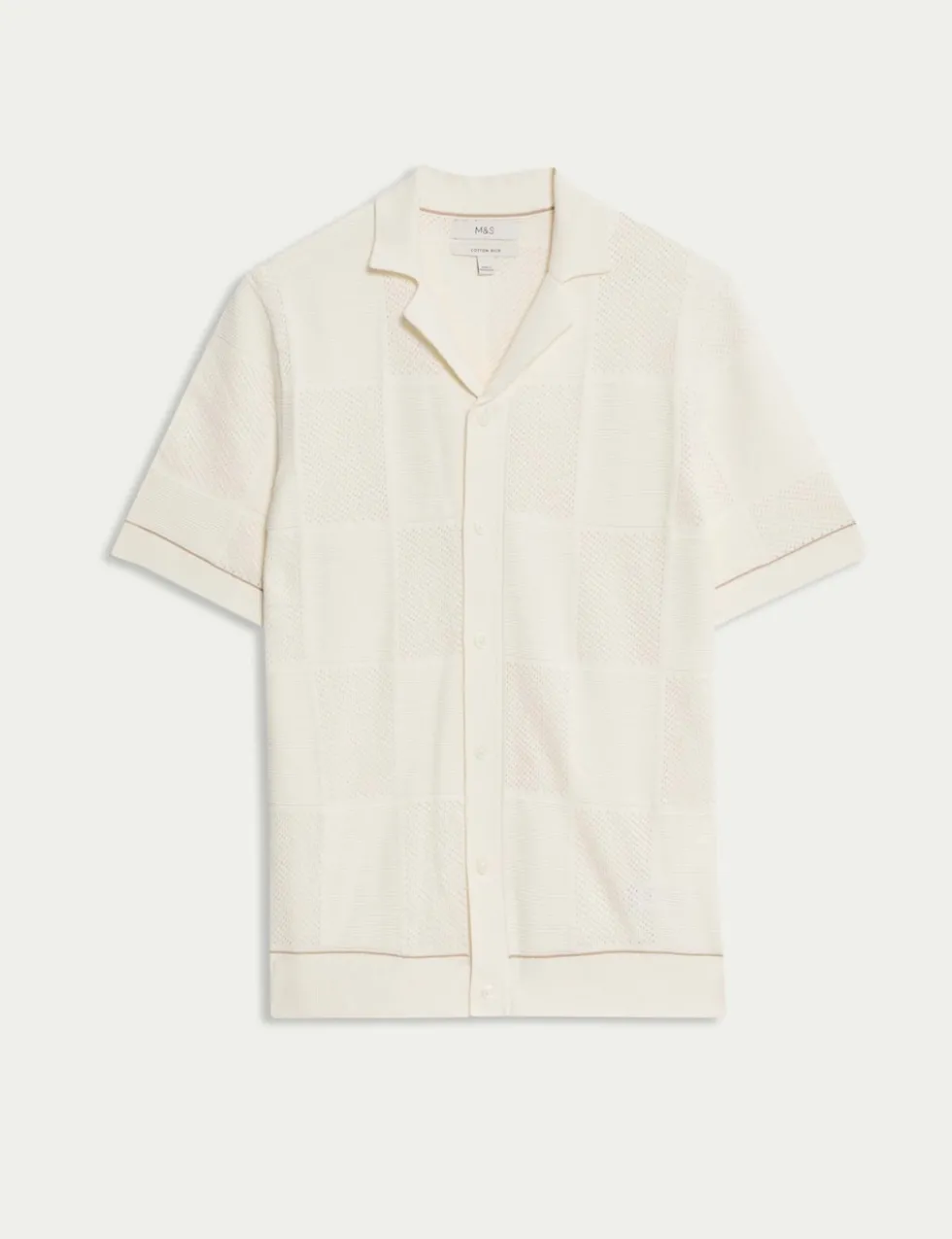Button-Through Patchwork Knitted Polo Shirt