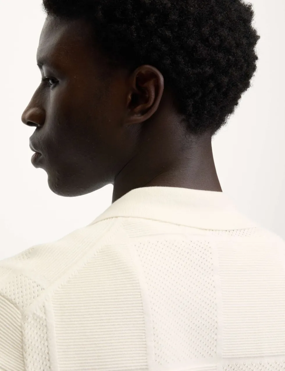 Button-Through Patchwork Knitted Polo Shirt