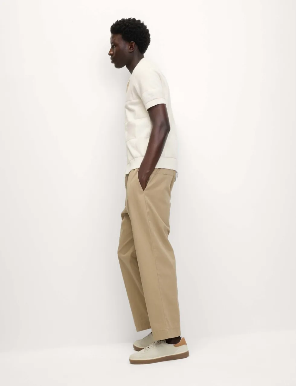 Button-Through Patchwork Knitted Polo Shirt