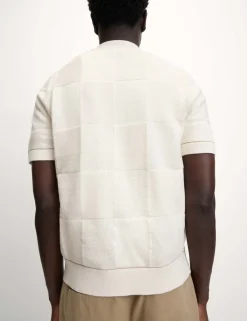 Button-Through Patchwork Knitted Polo Shirt