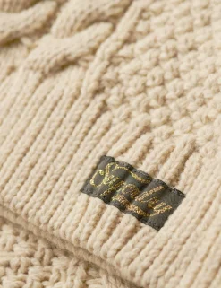 Cable Knit Funnel Neck Jumper with Wool