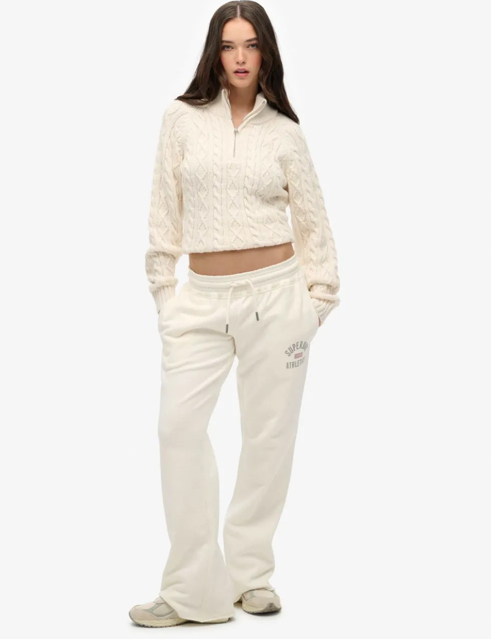 Cable Knit Half Zip Jumper with Wool