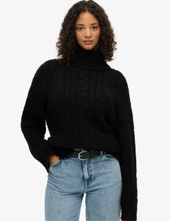 Cable Knit Roll Neck Relaxed Jumper