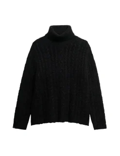 Cable Knit Roll Neck Relaxed Jumper
