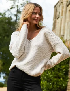 Cable Knit V-Neck Jumper