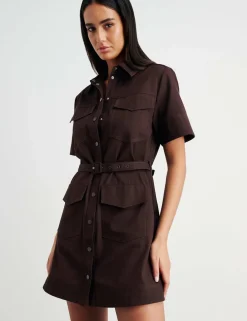 Canvas Belted Mini Shirt Dress
