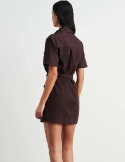 Canvas Belted Mini Shirt Dress