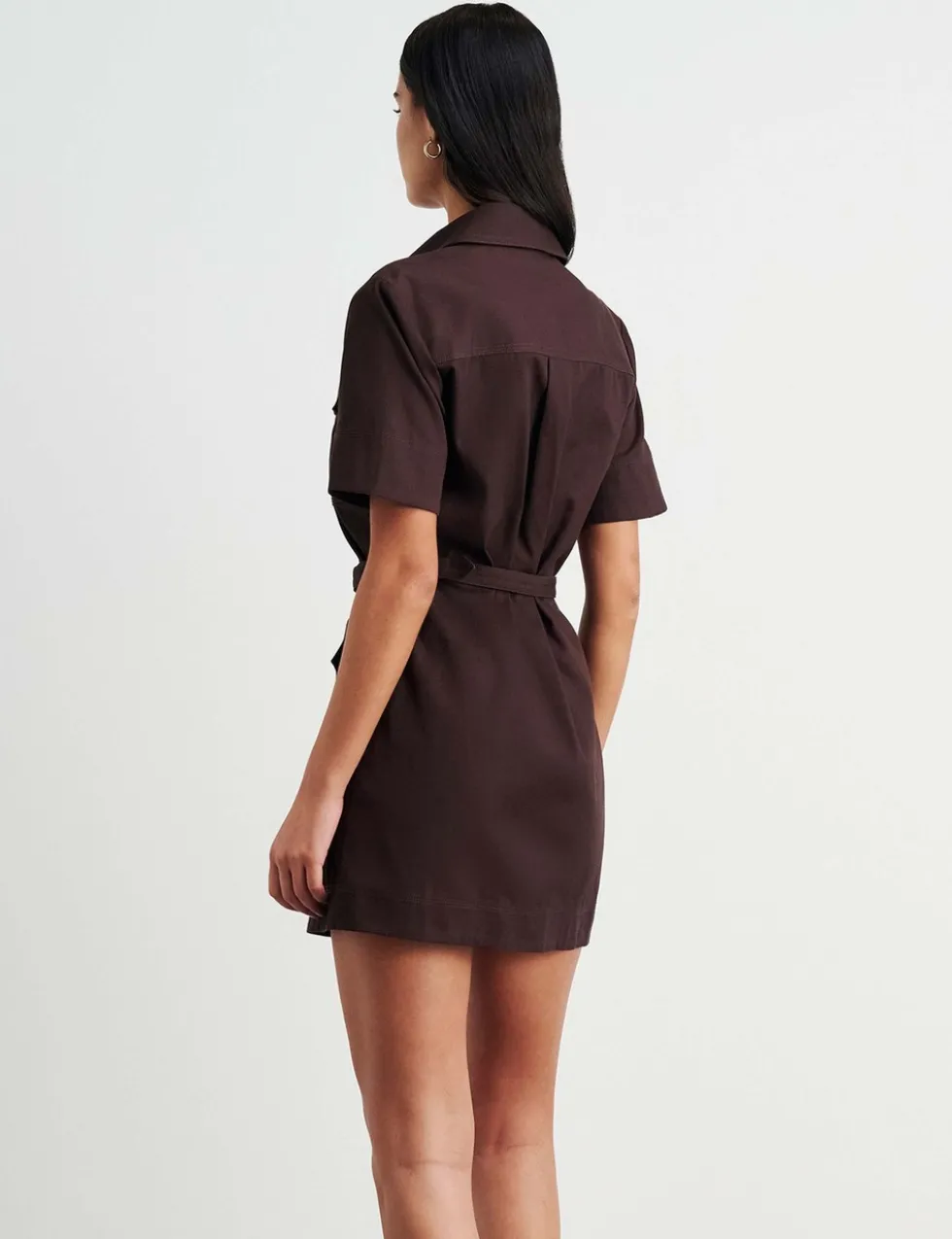 Canvas Belted Mini Shirt Dress