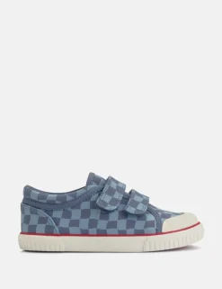 Canvas Checked Riptape Trainers (6 Small - 3 Large)