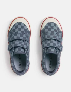 Canvas Checked Riptape Trainers (6 Small - 3 Large)
