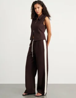 Canvas Side Stripe Wide Leg Trousers