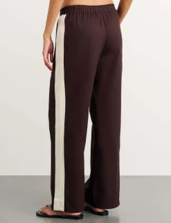 Canvas Side Stripe Wide Leg Trousers