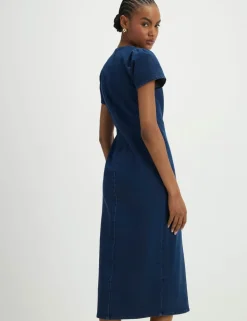 Cap Sleeve Button Through Midi Dress