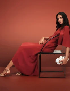 Cape Detail Midaxi Column Dress