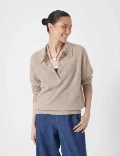 Cashmere Rich Collared Button Neck Jumper