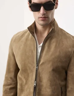Cashmere Suede Funnel Neck Jacket