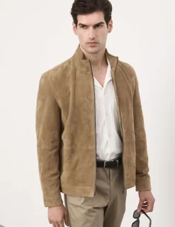 Cashmere Suede Funnel Neck Jacket