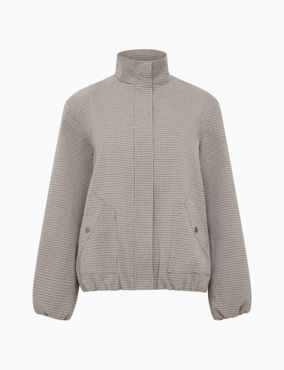 Checked Funnel Neck Bomber Jacket