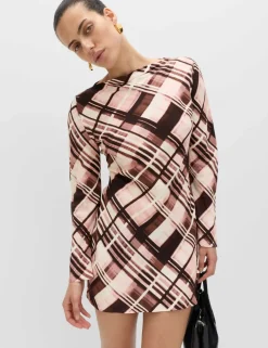 Checked Mini Slip Dress