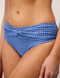 Checked Twist Front Bikini Bottoms