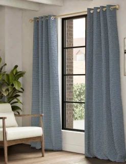 Chenille Geometric Eyelet Curtains