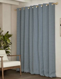 Chenille Geometric Eyelet Curtains